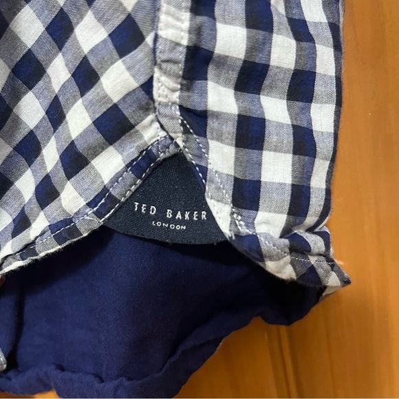 Ted Baker London Navy/White Checked Shirt Size Small - Picture 4 of 11